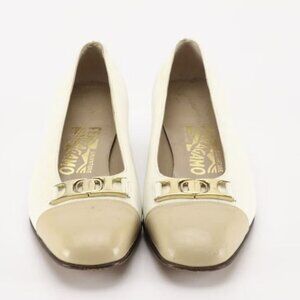 Salvatore Ferragamo Gancini Spectator Women's Shoes Sz 5.5 Two-Tone Gold Band